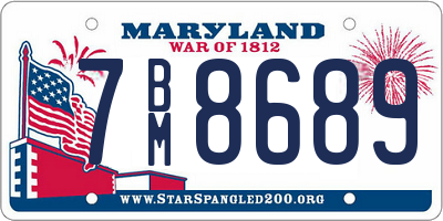 MD license plate 7BM8689