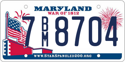 MD license plate 7BM8704