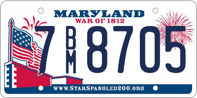 MD license plate 7BM8705