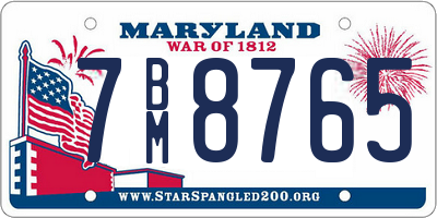 MD license plate 7BM8765