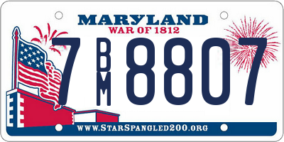 MD license plate 7BM8807