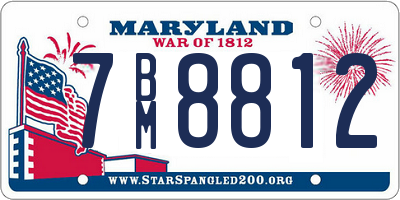 MD license plate 7BM8812