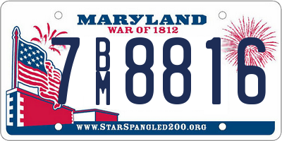 MD license plate 7BM8816