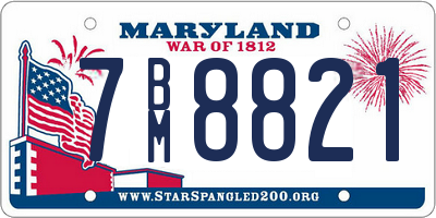 MD license plate 7BM8821