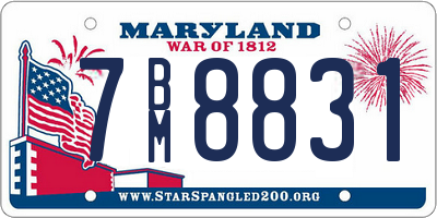 MD license plate 7BM8831