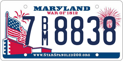 MD license plate 7BM8838