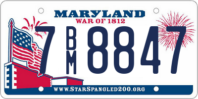 MD license plate 7BM8847