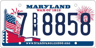 MD license plate 7BM8858