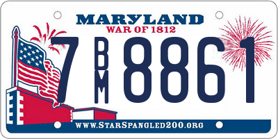 MD license plate 7BM8861