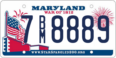 MD license plate 7BM8889