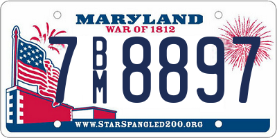 MD license plate 7BM8897