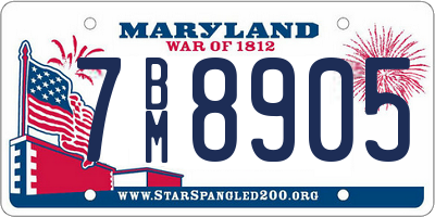 MD license plate 7BM8905