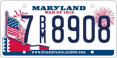 MD license plate 7BM8908