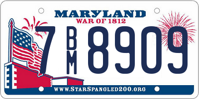 MD license plate 7BM8909