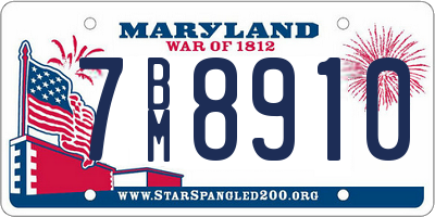 MD license plate 7BM8910