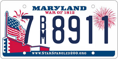 MD license plate 7BM8911