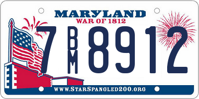 MD license plate 7BM8912