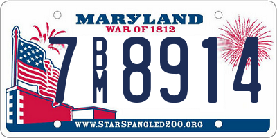 MD license plate 7BM8914