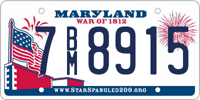 MD license plate 7BM8915