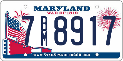 MD license plate 7BM8917