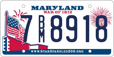 MD license plate 7BM8918