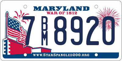 MD license plate 7BM8920