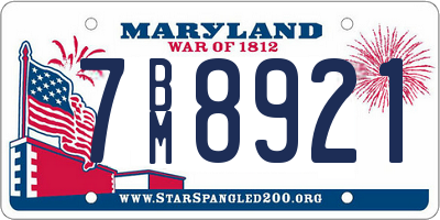 MD license plate 7BM8921