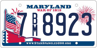 MD license plate 7BM8923