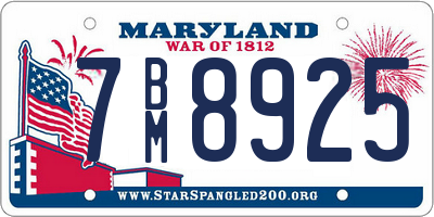 MD license plate 7BM8925