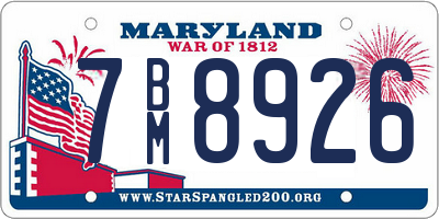 MD license plate 7BM8926