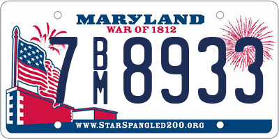 MD license plate 7BM8933