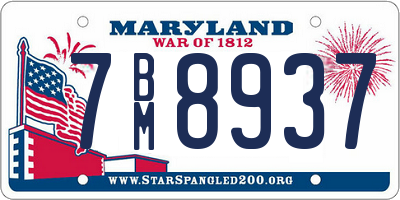 MD license plate 7BM8937