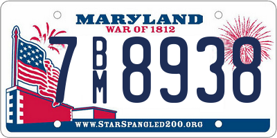 MD license plate 7BM8938