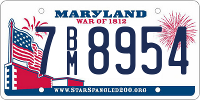 MD license plate 7BM8954