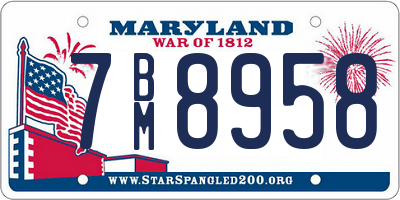 MD license plate 7BM8958