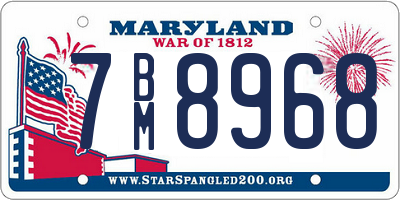 MD license plate 7BM8968