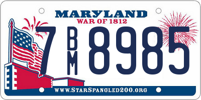 MD license plate 7BM8985