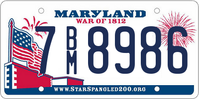 MD license plate 7BM8986