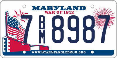 MD license plate 7BM8987