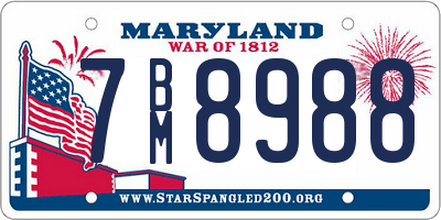 MD license plate 7BM8988