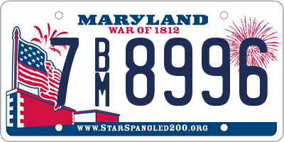 MD license plate 7BM8996