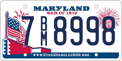 MD license plate 7BM8998