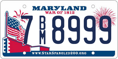 MD license plate 7BM8999