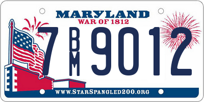 MD license plate 7BM9012