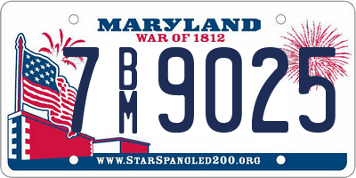 MD license plate 7BM9025