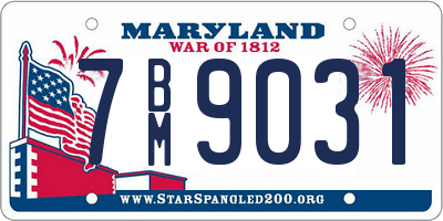 MD license plate 7BM9031