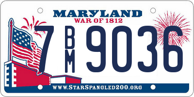 MD license plate 7BM9036