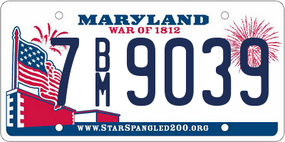 MD license plate 7BM9039