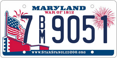 MD license plate 7BM9051