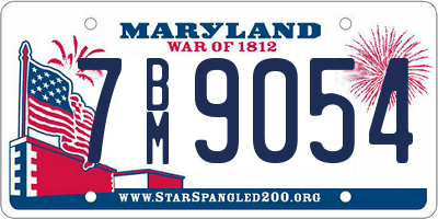 MD license plate 7BM9054